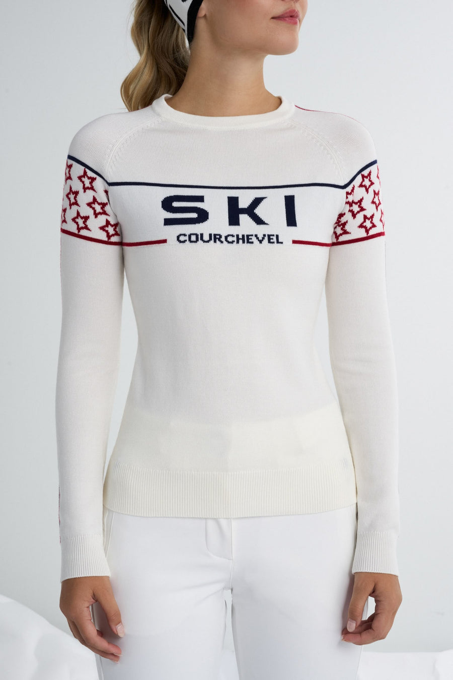 Alpes Crew Neck Sweater · White/Blue