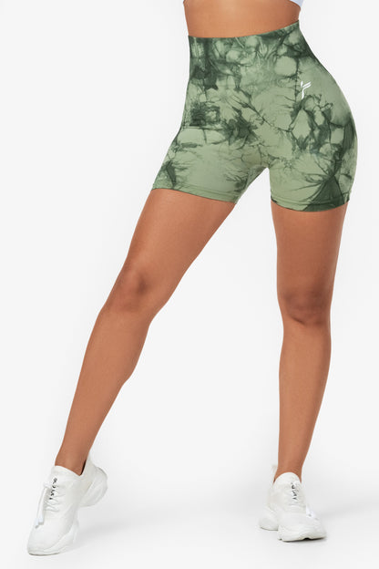 Light Green Tie Dye Scrunch Shorts - for dame - Famme - Shorts