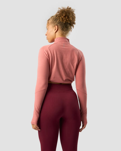 define cropped 1/4 zip adjustable dk rose