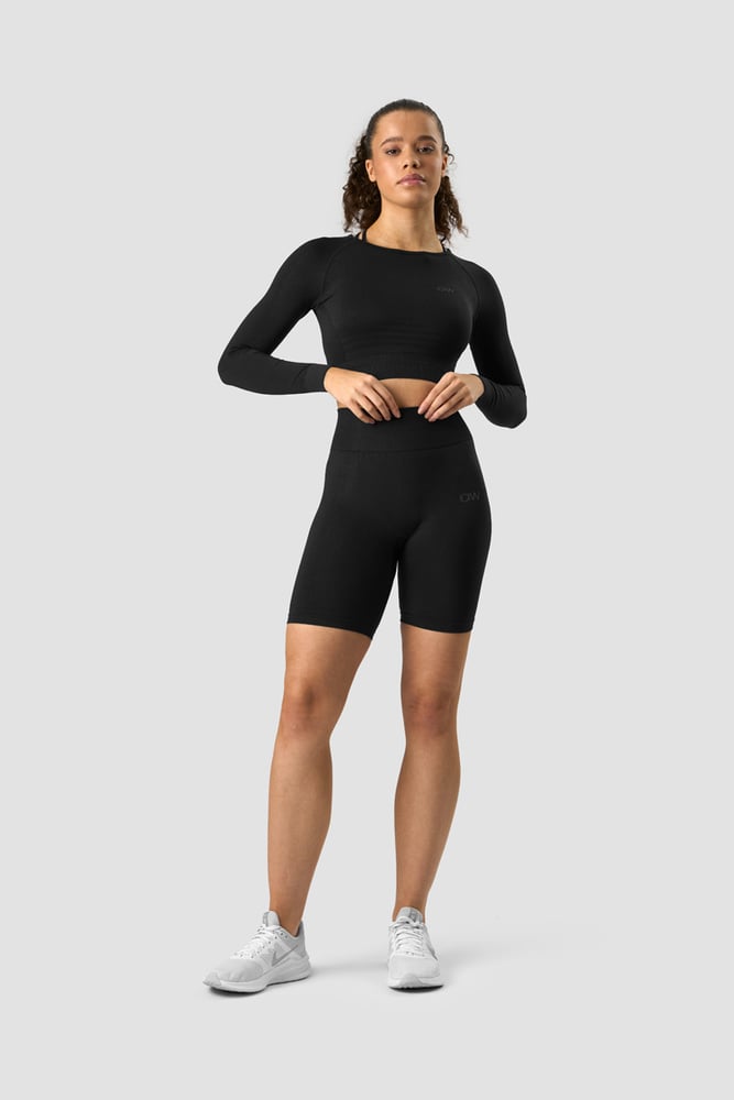 define seamless ls crop top black/black