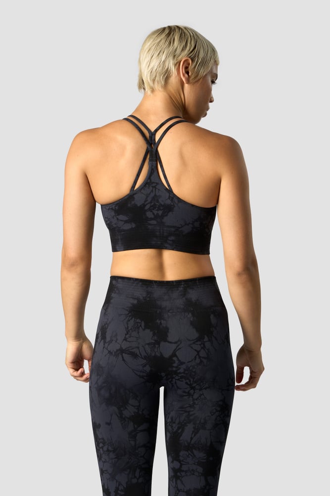 define seamless tie dye sports bra midnight