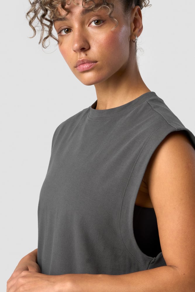 everyday cotton tank top dark grey