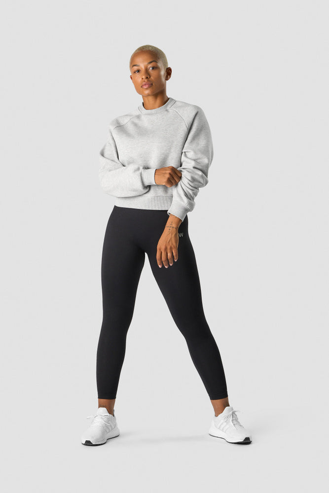 everyday cropped crewneck light grey melange