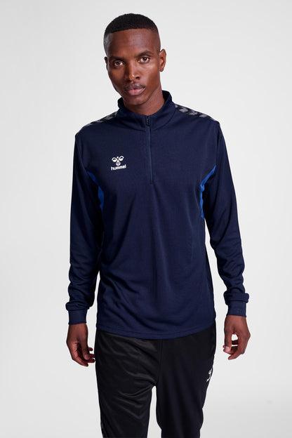 HUMMEL - Hmlauthentic Half Zip Sweat - Marine