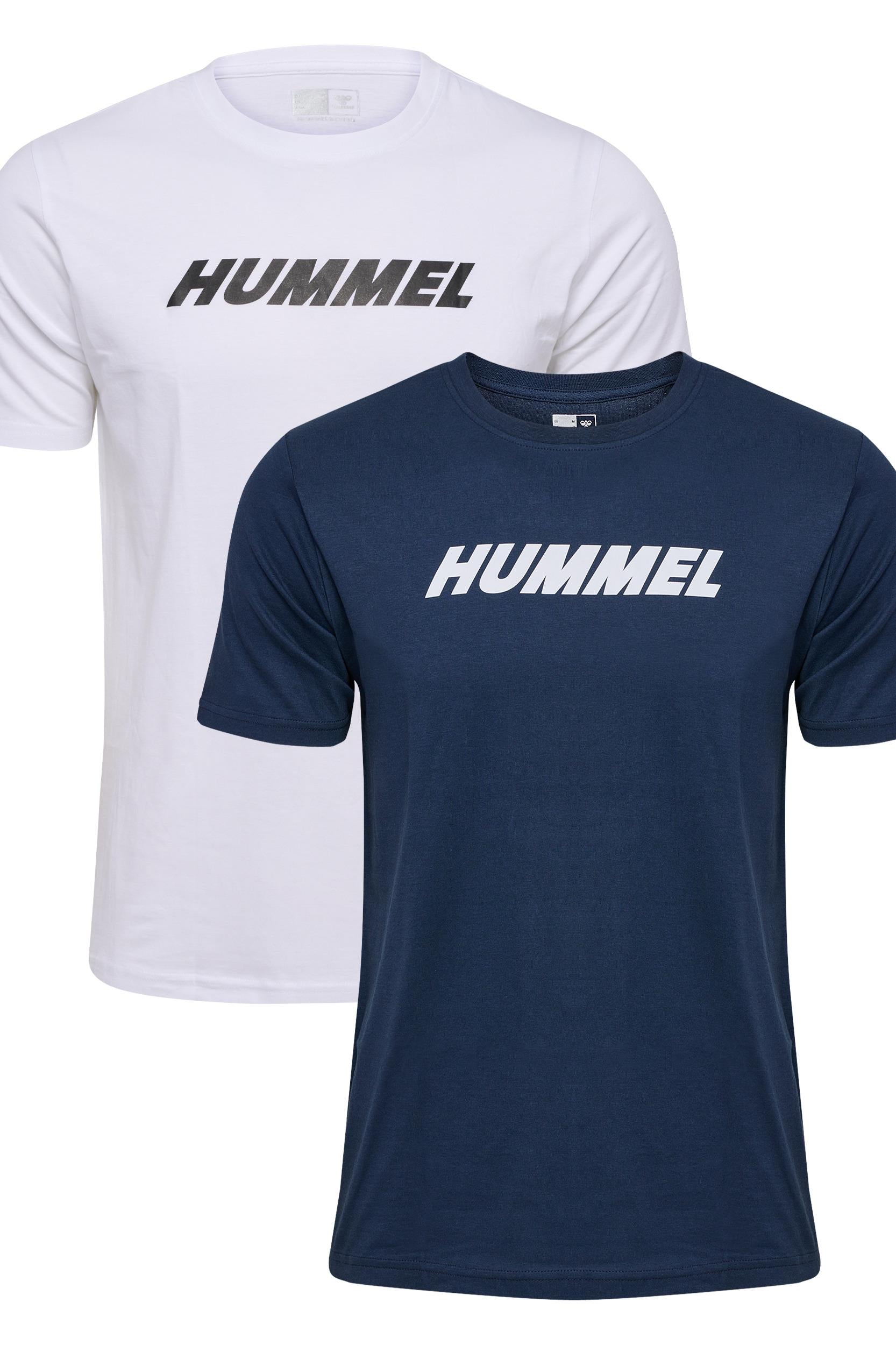 HUMMEL - Hmlelemental 2-pack Logo Cotton Tee - Bright White/dress Blues