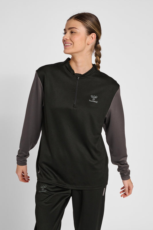 HUMMEL - Hmlongrid 1/2 Zip Poly Sweat Wo - Jet Black/forged Iron