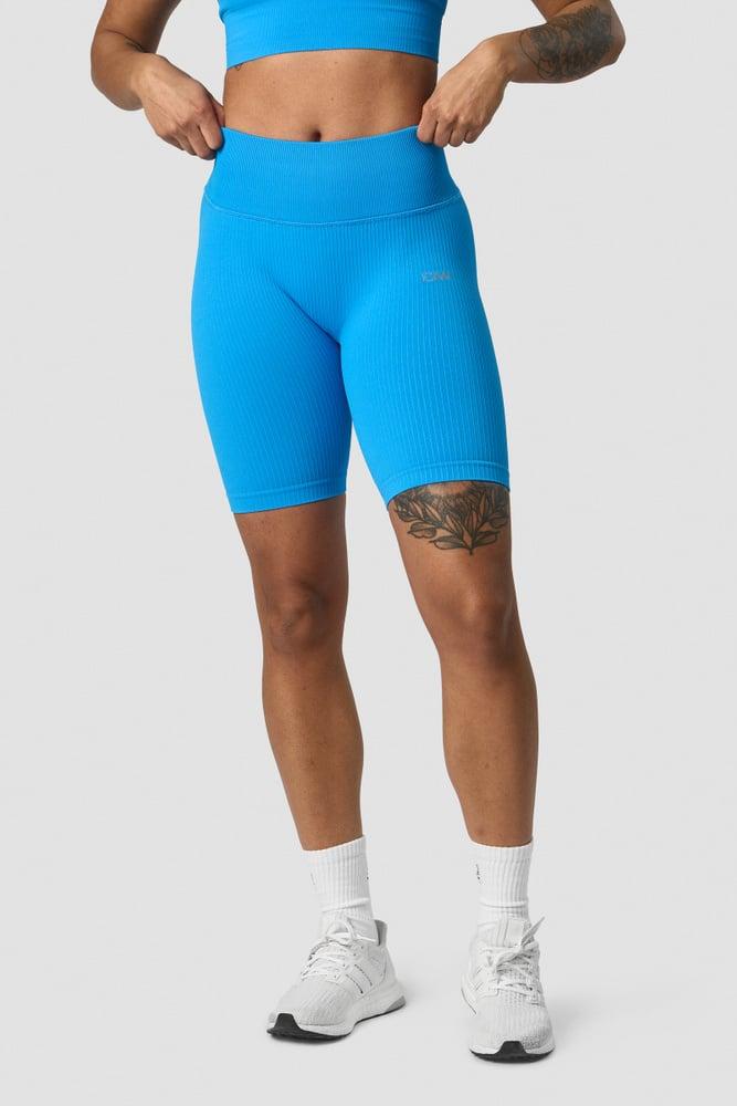 ICANIWILL - Ribbed Define Seamless Biker Shorts - Azure Blue