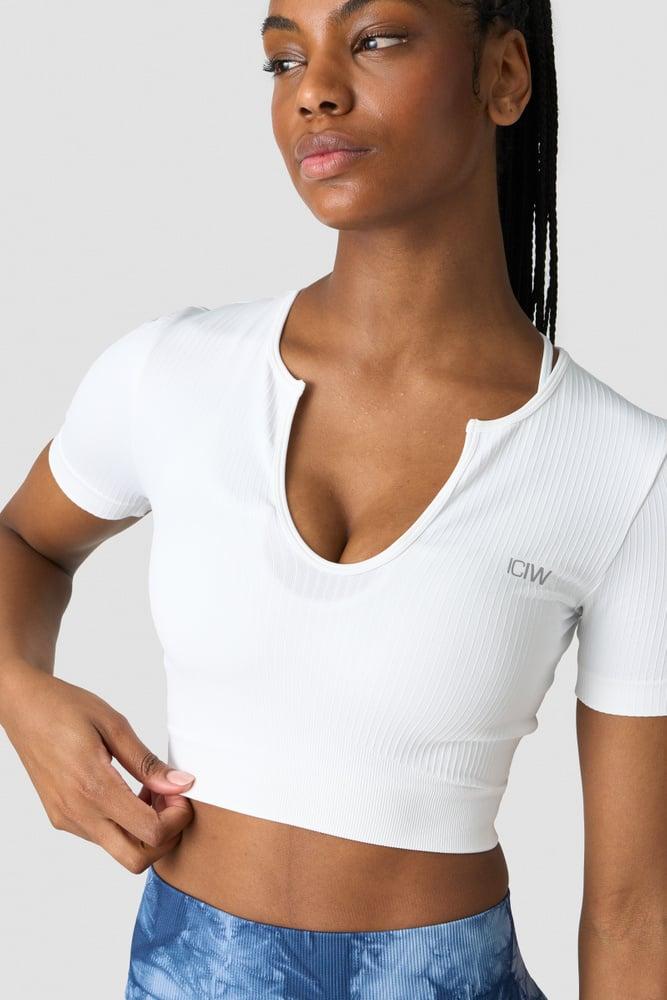 ICANIWILL - Ribbed Define Seamless Cropped T-shirt - White