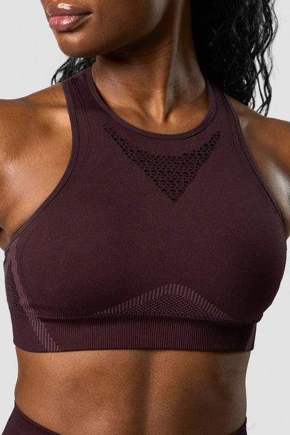 impact seamless sports bra burgundy