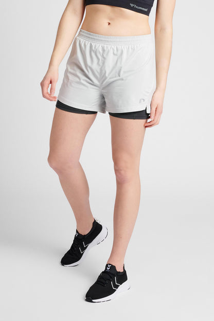 NEWLINE - Women 2-in-1 Running Shorts - Oyster Mushroom