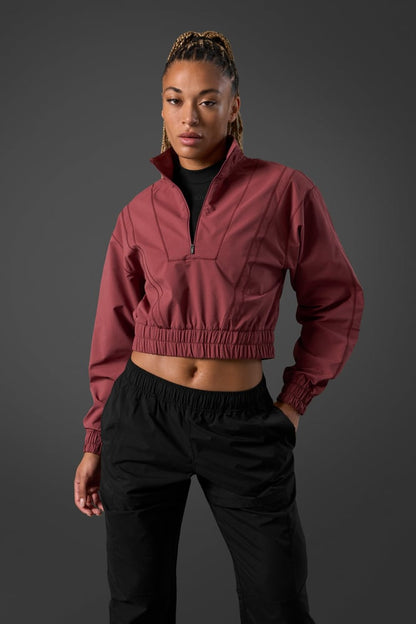 reboot cropped 1/4 zip brick red