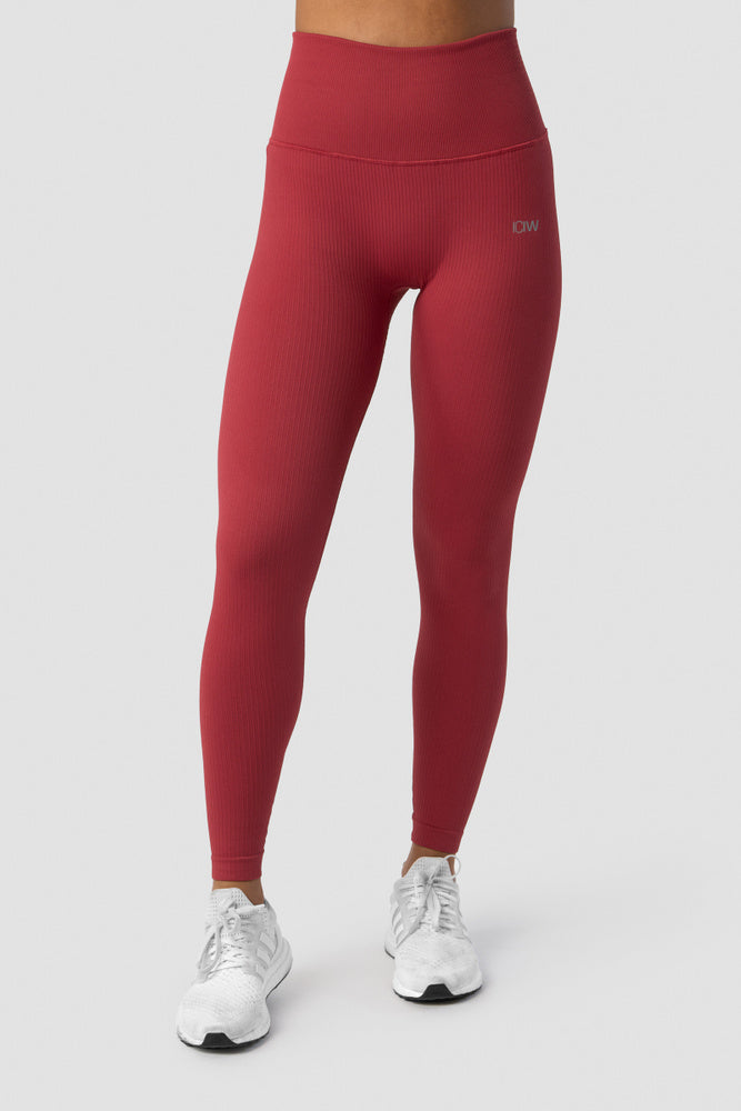 ribbed define seamless pocket tights autumn red