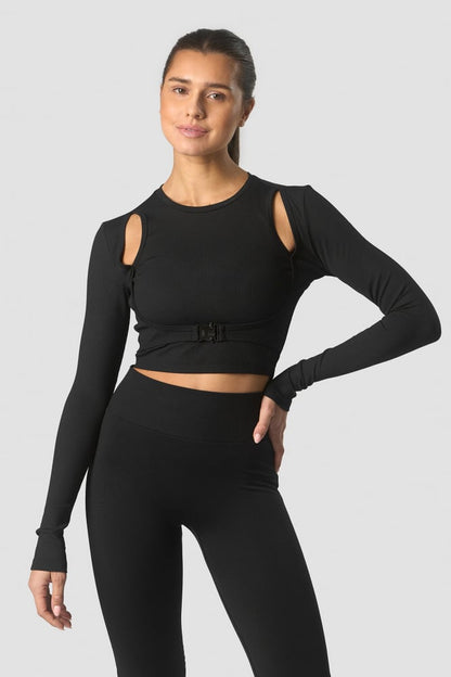 shourai cropped long sleeve wmn black