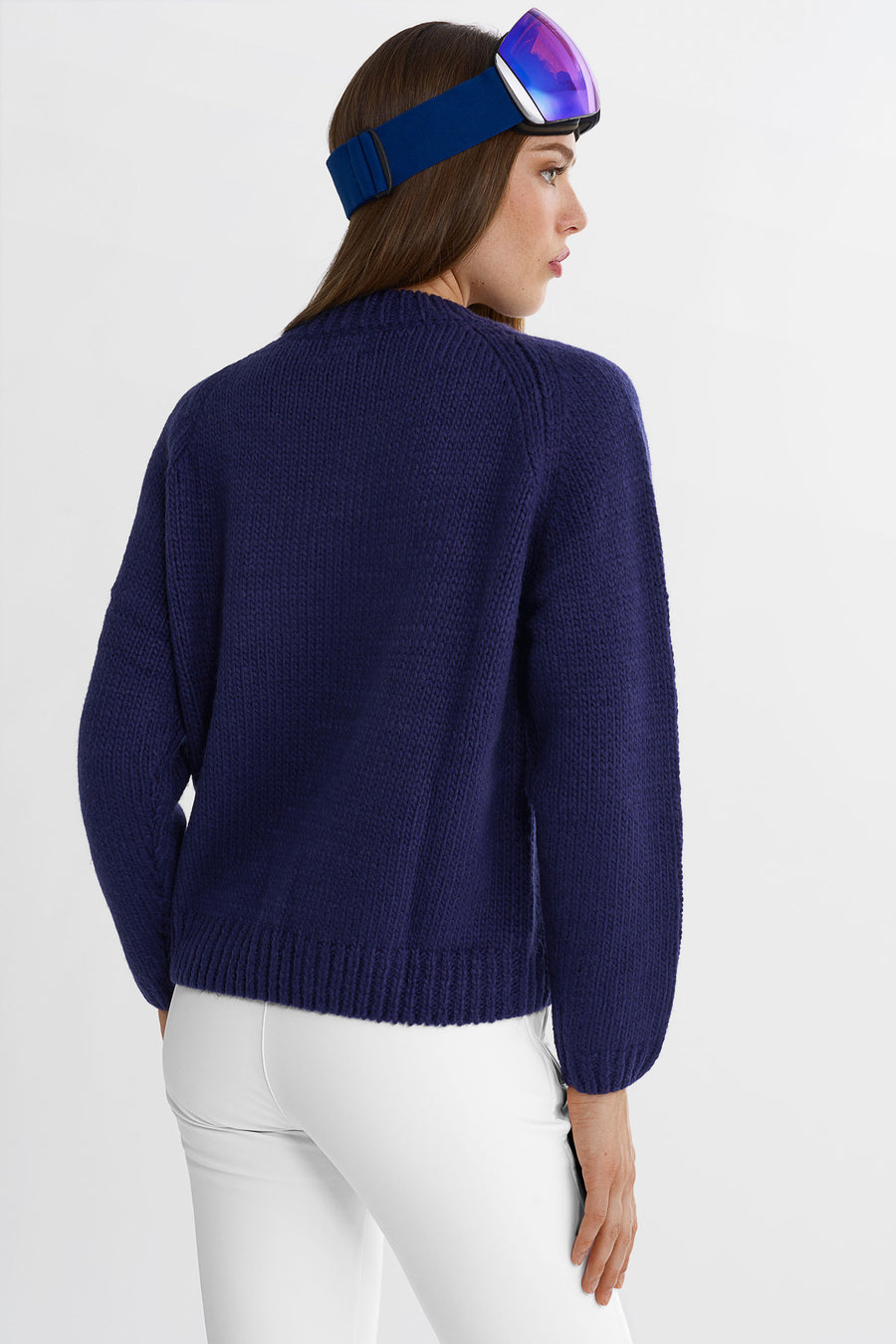 SKI Chunky Knit Sweater · Blå/Vit