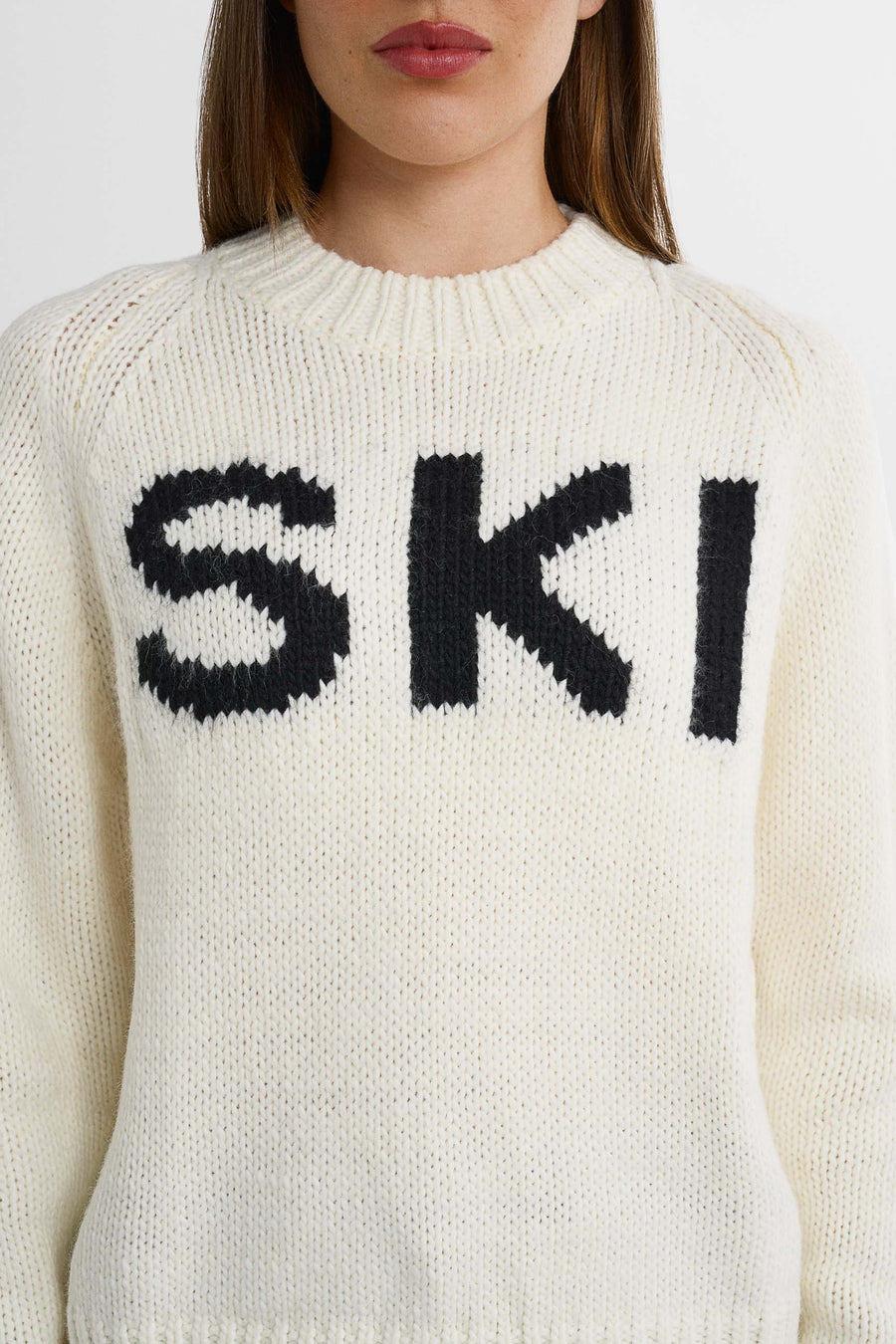 SKI Chunky Knit Sweater · Vit svart