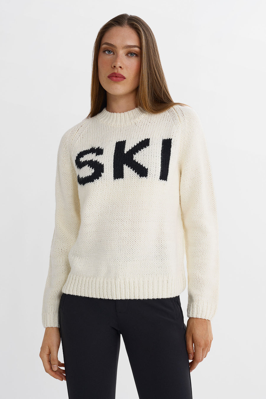 SKI Chunky Knit Sweater · Vit svart