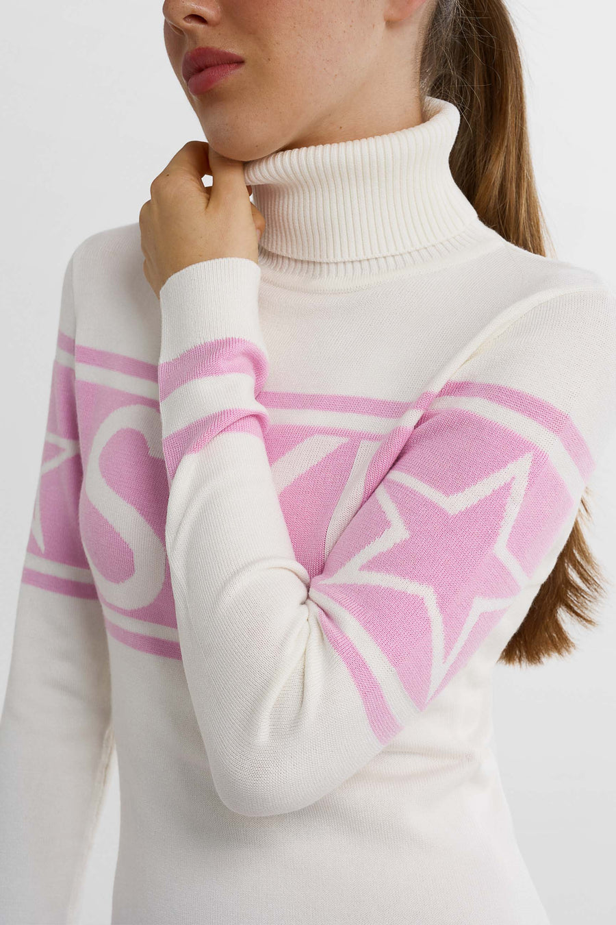 SKI Sweater · Vit/rosa