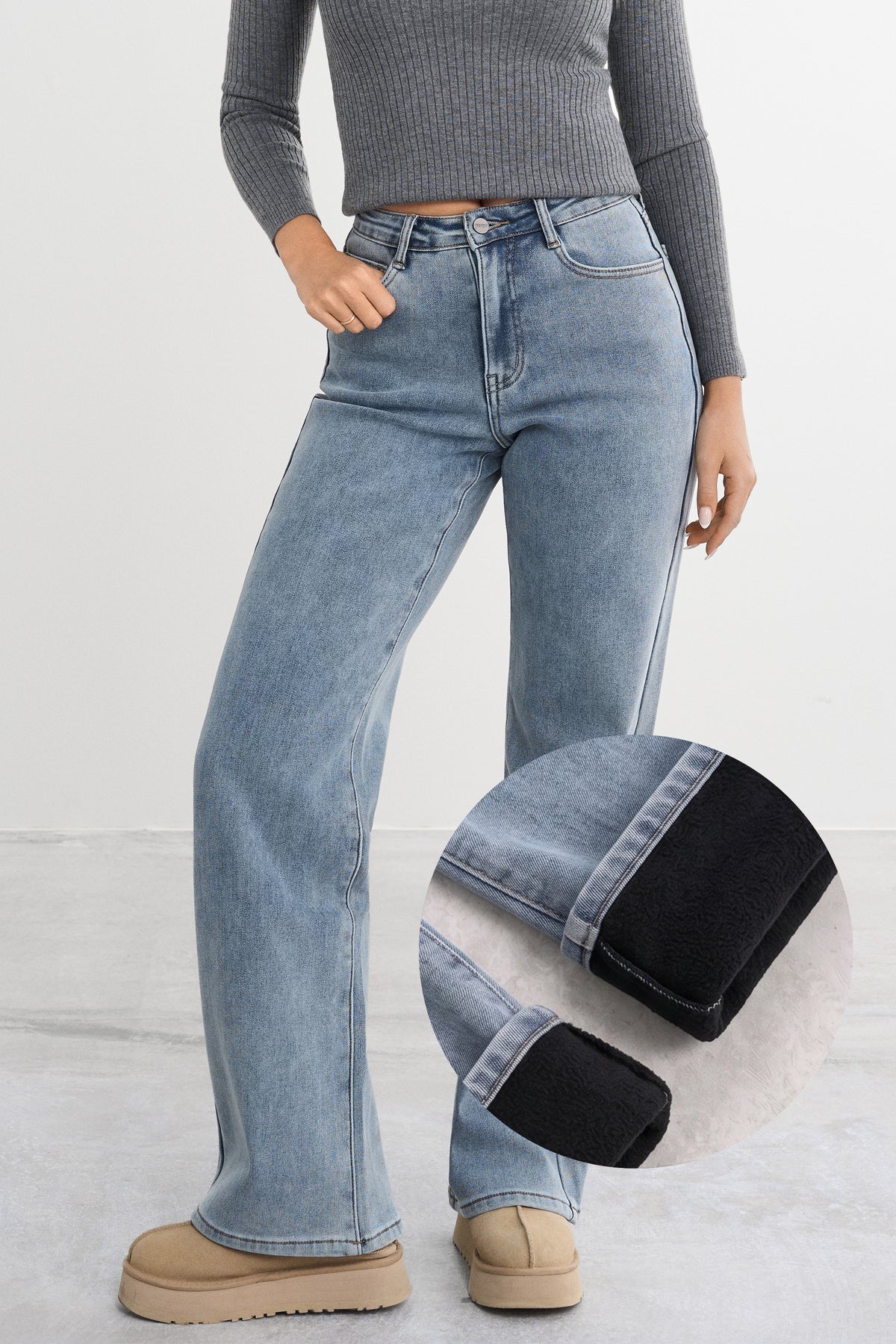 Värmande pösiga jeans